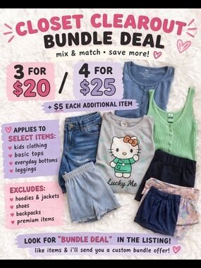✨ BUNDLE DEAL ✨ 3 for $20 / 4 for $25 Mix & Match Closet Clearout
